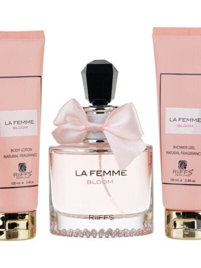 Set Cadou La Femme Bloom Apa de Parfum 100ml + Gel De Dus 100ml + Lotiune de corp 100ml, Riiffs