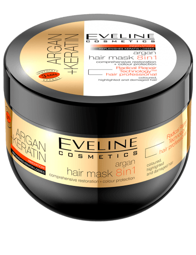 Masca de par 8 in 1 Argan + Keratina, 300 ml, Eveline Cosmetics